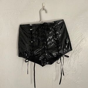 Dolls Kill/Current Mood Black Lace-Up Shorts